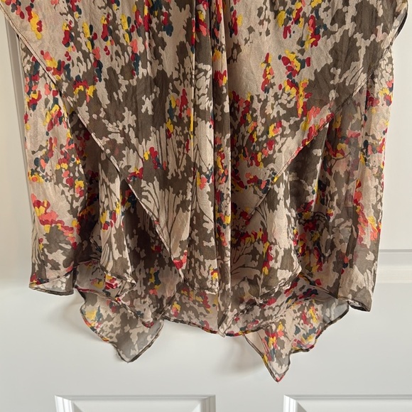 100% Silk Anthropologie Postella Floral Wales City Silk Flutter Top Small - Picture 3 of 7